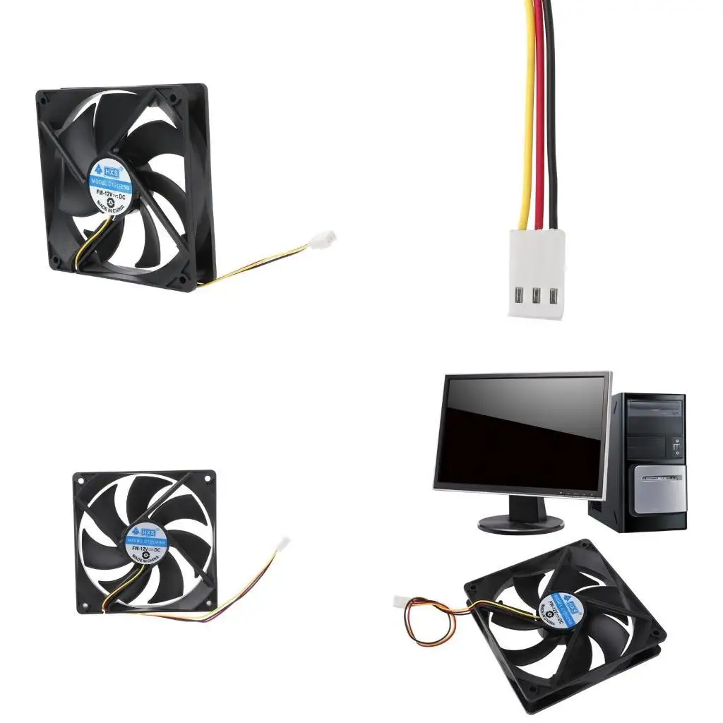 652F 12V Cooling Fan 12025 12cm Radiator Fan Large Air Volume Cooler Silent Fan 7 Blade