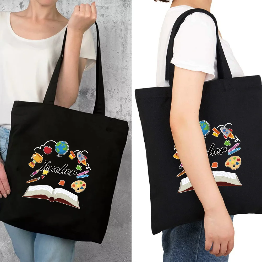 

Women's Shopper Shopping Bags Shoulder Teacher Series Handbag Female Eco Canvas Grocery Tote Bag