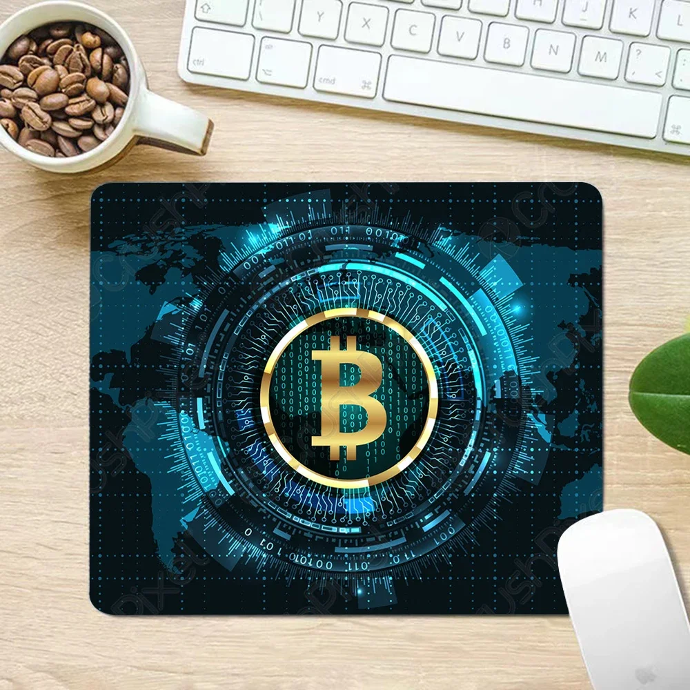 Bitcoin Logo Small Mouse Pad PC Computer Mouse Mat Laptop Mice Mousepad Writing Desk Mats Office Accessories 21x26 25x30 CM