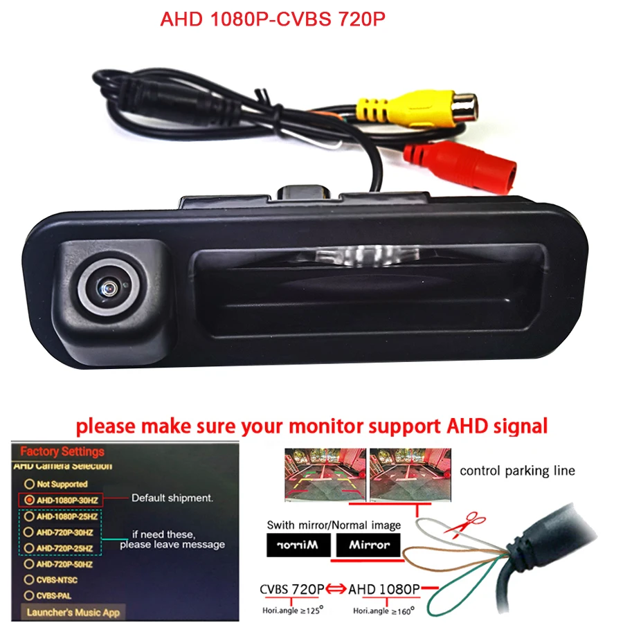 

1920*1080P AHD trunk handle rear camera for Ford focus hatchback sedan Ford Focus Mondeo 3 Titanium 2013 2012 Dynamic track line