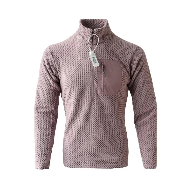 سويت شيرت رياضي جديد مريح وسميك للرجال والنساء شبه سحاب من الصوف مع صوف مموج وبلوز بأكمام طويلة