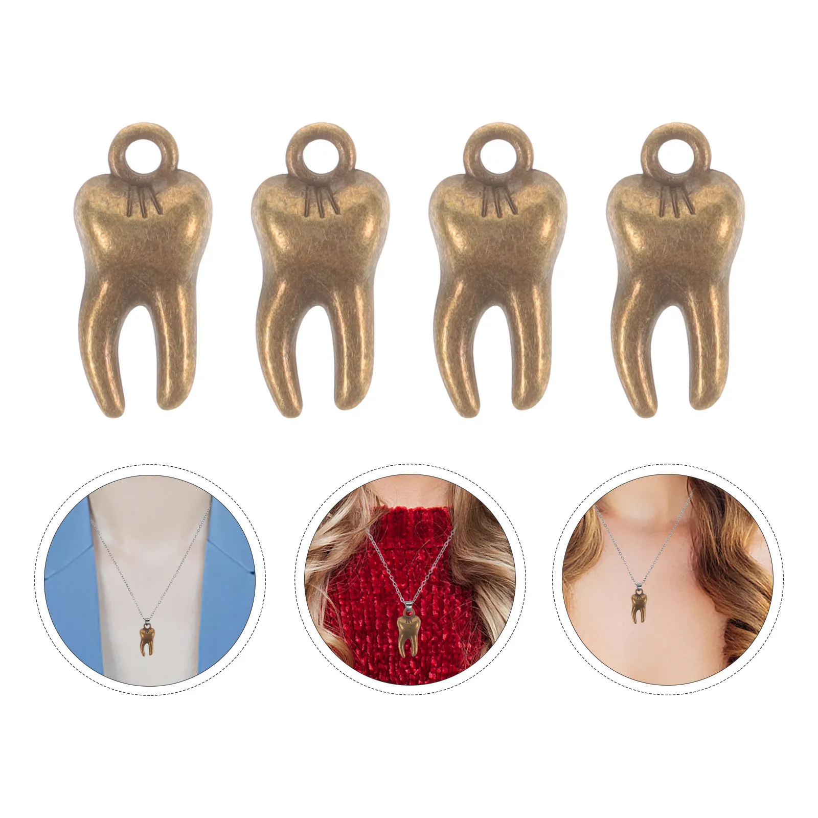 

100Pcs Alloy Teeth Pendant Charms Retro Style Small Hanging Ornaments for DIY Crafts Jewelry Making Necklace Keychain