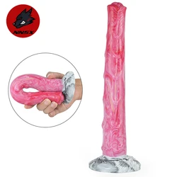 NNSX Long Anus Dildo With Sucker Gory Horse Penis Anal Plug Woman Soft Silicone Fake Dick For Female Masturbation Adult Toys