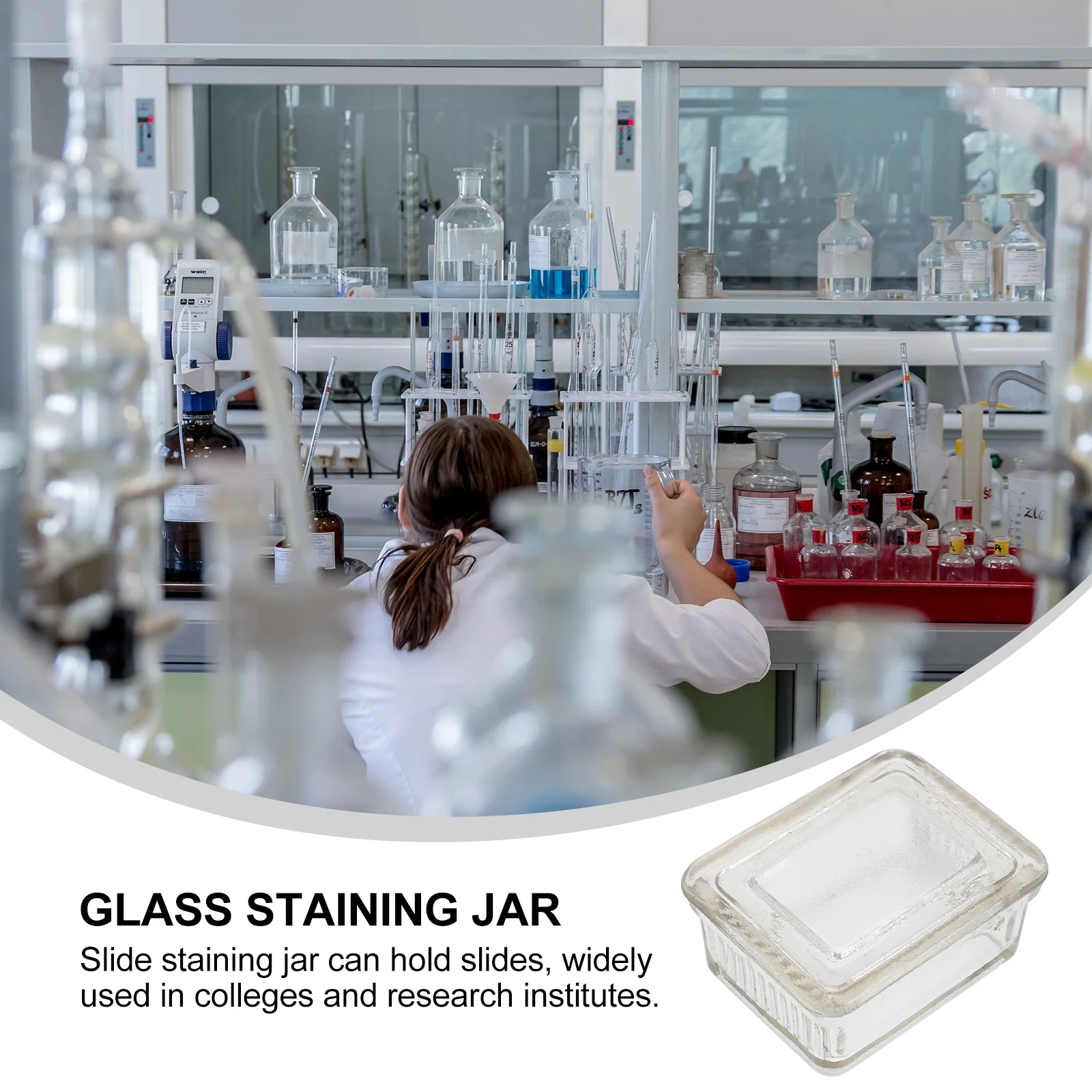 

1Pcs Professional Laboratory Glass Staining -Slide Capacity Transparent Staining Jar for Cell and Plant Slides