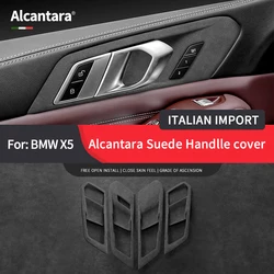 4PCS For BMW X5 G05 2019 2020 2021 2022 2023 2024 Top Suede Interior Door Handle Bowl Frame Trim Stickers Covers Car Accessories