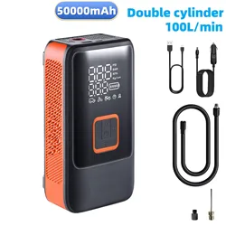 50000mAh Battery tire inflator,100L/min air injector,Electric inflator,portable motorcycle compressor,Wireless air pump,