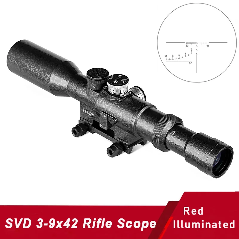 

Прицел SVD 3-9x42 с красной подсветкой, охотничий прицел, стеклянная сетка, тактическая оптика, прицелы, телескоп, винтовка AK