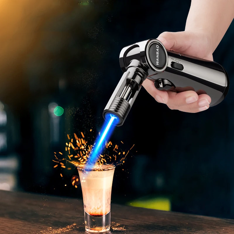 Flashlight Gas Lighter Windproof BBQ Kitchen Cooking Jet Turbine Lighter Large Capacity Airbrush Metal Welding Gift Lighter