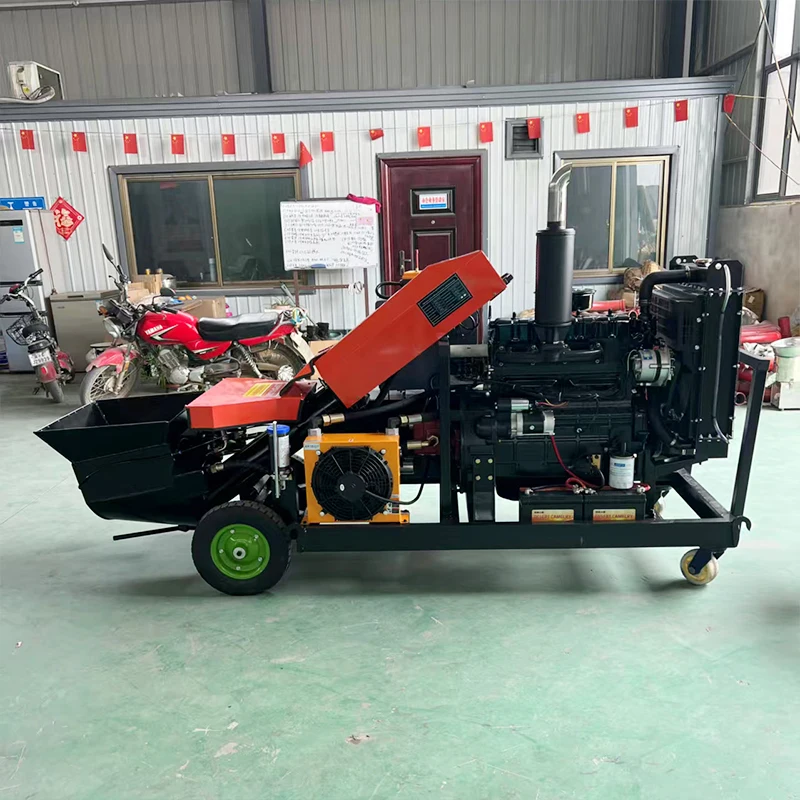 2025 أفضل حار بيع المنزل استخدام 10-20 متر البناء محرك الديزل مضخة الخرسانة للأرضية المسمار المحمولة 10 م 3 / ساعة مضخة خلط الخرسانة