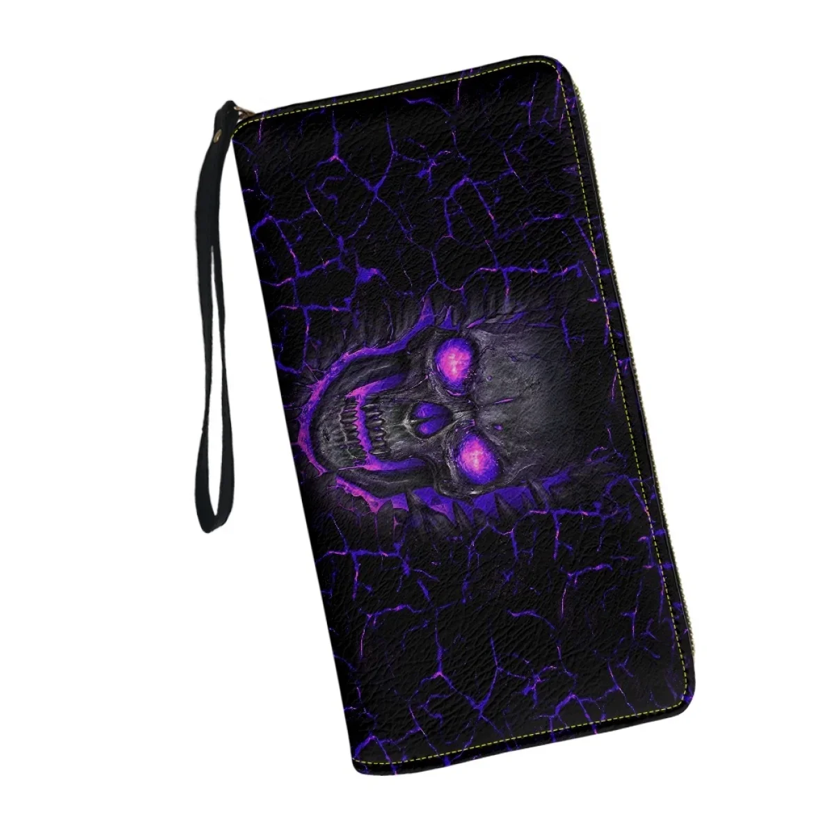 Roxo crânio lava carteiras femininas zíper luxo couro do plutônio senhoras bolsa carteira pulseiras porta passaporte meninas saco de mão personalizado