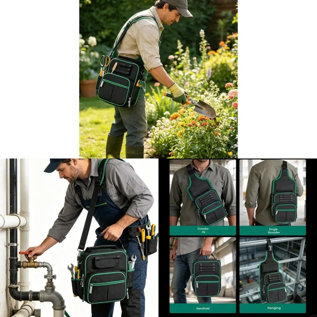 62KD Fabric Tool Storage Shoulder Bag for Electrician Service Visit Carry Use