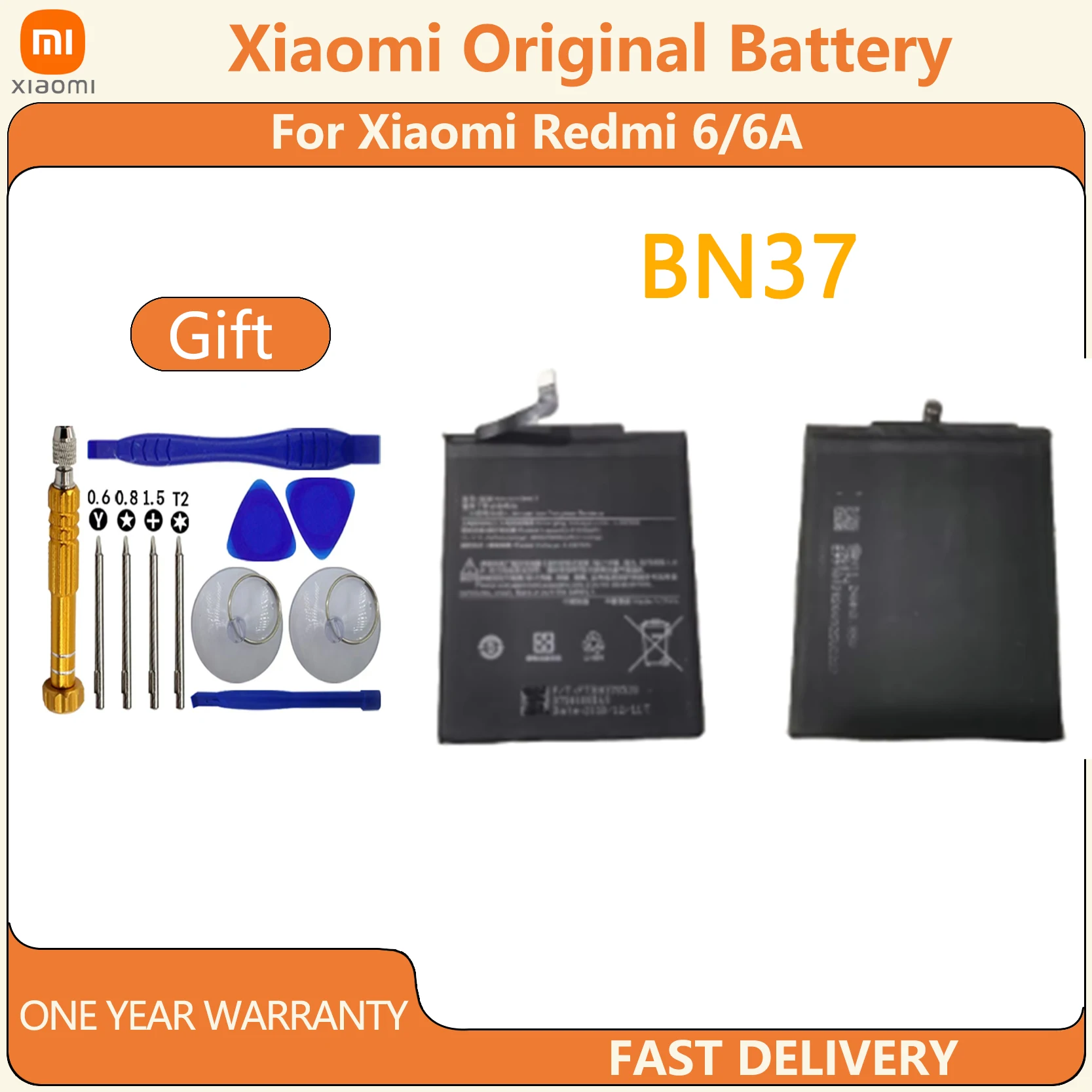 Original battery for Xiaomi Redmi 6 6A 3000mAh BN37 18W charging power supports fast charging and temperature control