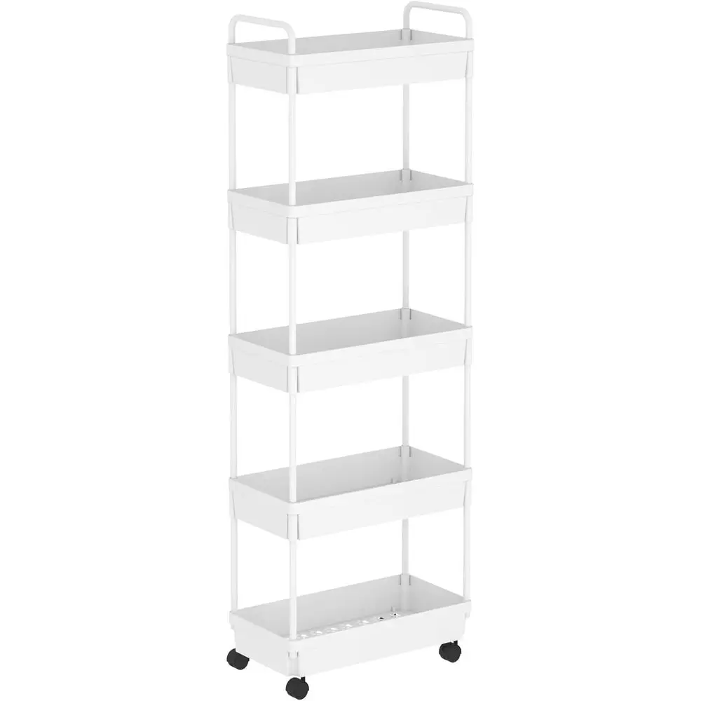 

Rolling Storage Cart 5 Tier Organizer Mobile Shelving Unit Storage Rolling Utility Cart with Wheels or Kitchen Bathroom Laundry