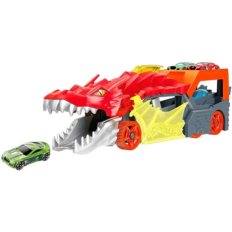 Hot Wheels City Dragon Launch Transporter Track Set Shark Chomp Transporter Playset con uno in scala 1:64 Car Boys regali di compleanno