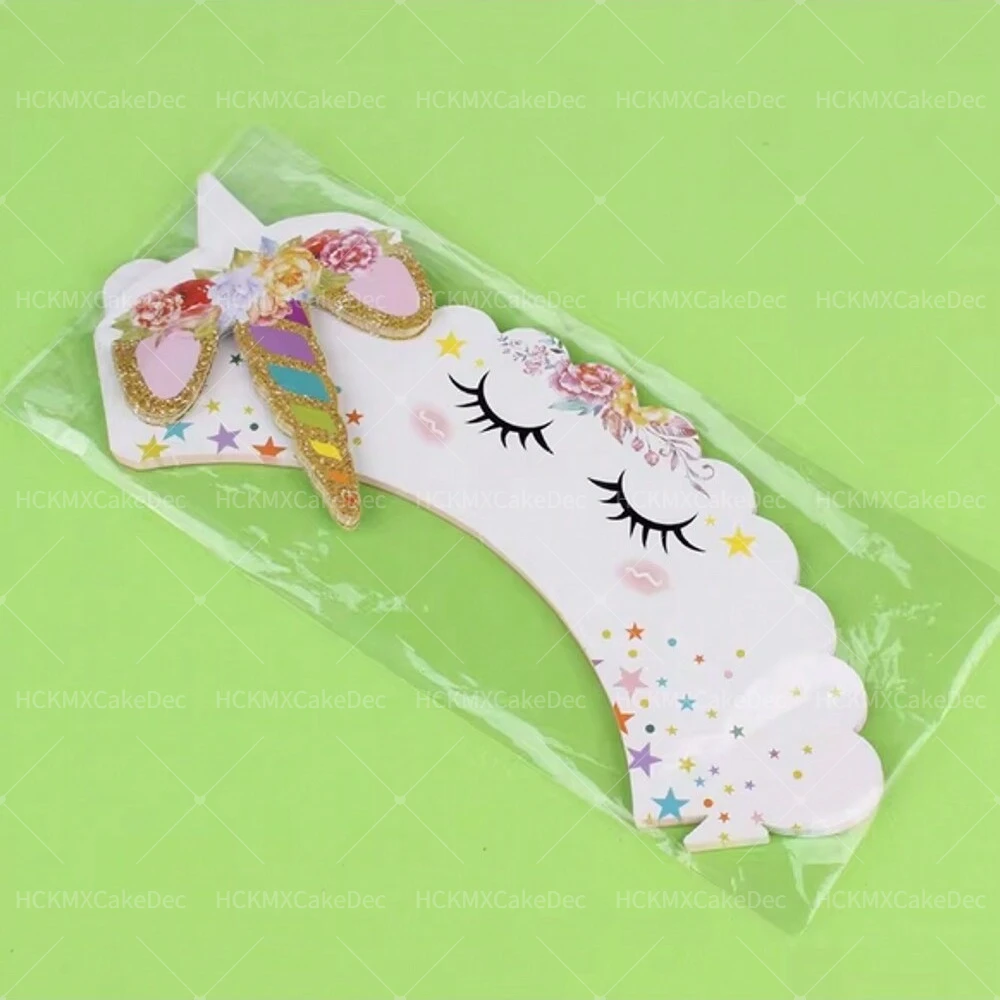 24 Stück Regenbogen Einhorn Cupcake Topper Wrapper Kuchen Topper Einhorn Thema Mädchen Geburtstag Party Kuchen Dekor Einhorn Party Supplies – Detail 2