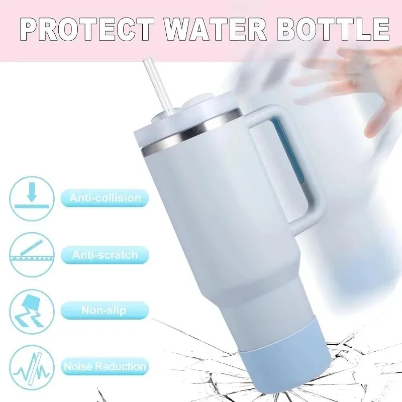 Protecteur de bottes en Silicone pour tasse d'eau, 2 pièces, manchon inférieur antidérapant, manchon de Base de tasse Simple et moderne pour accessoire de tasse Stanley