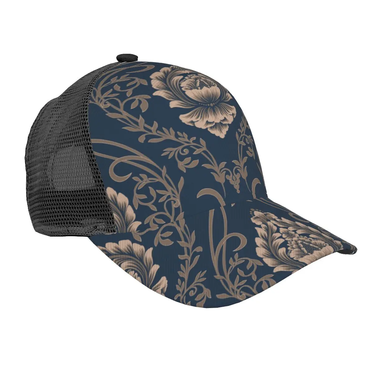 Summer Unisex Baseball Cap Male Female Breathable Mesh Snapback Hat Damask Vintage Exquisite Floral Baroque Casual Sport Hat