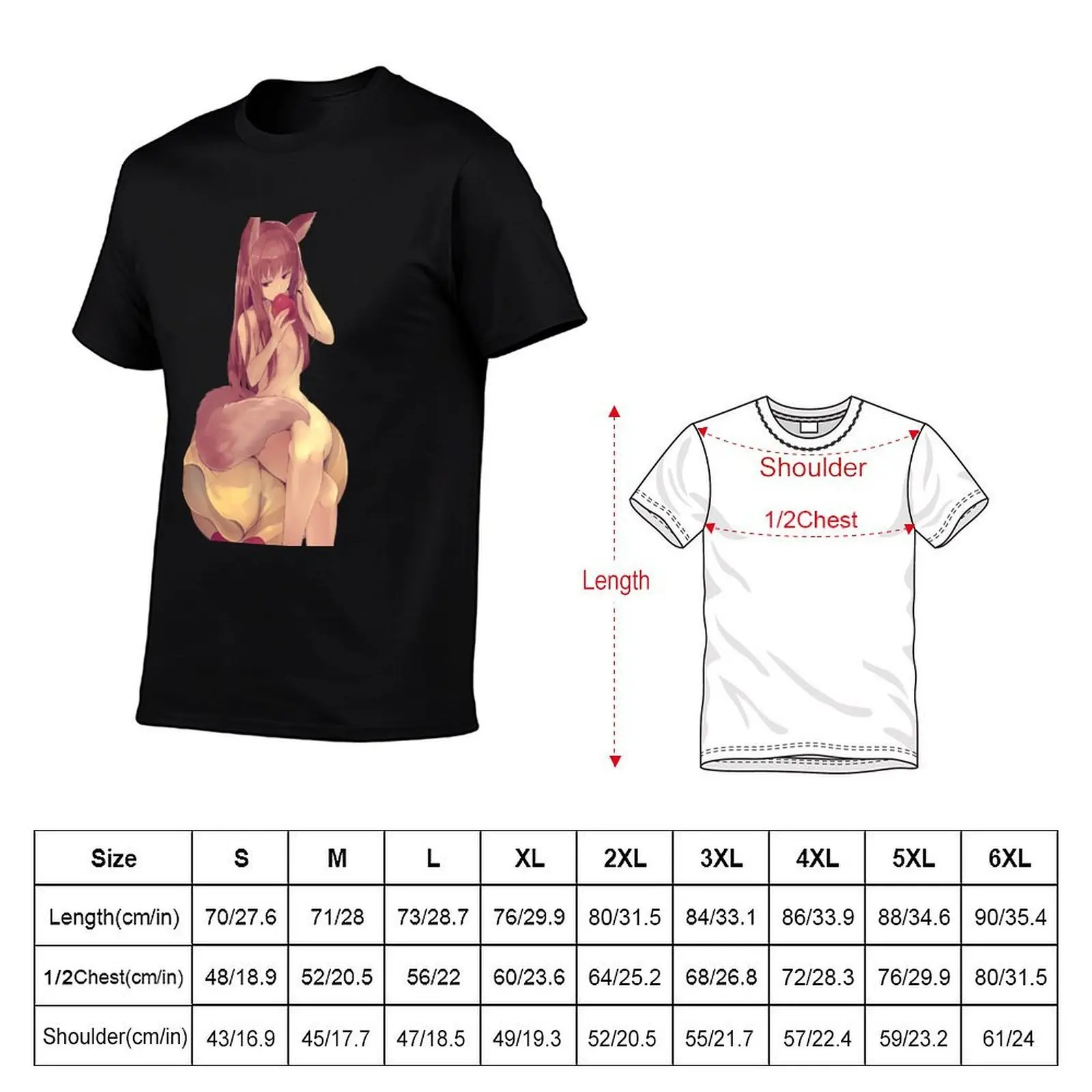 Holo Spice and Wolf Anime Girl Gift T-Shirt All Match Print Short Sleeve Top view 5