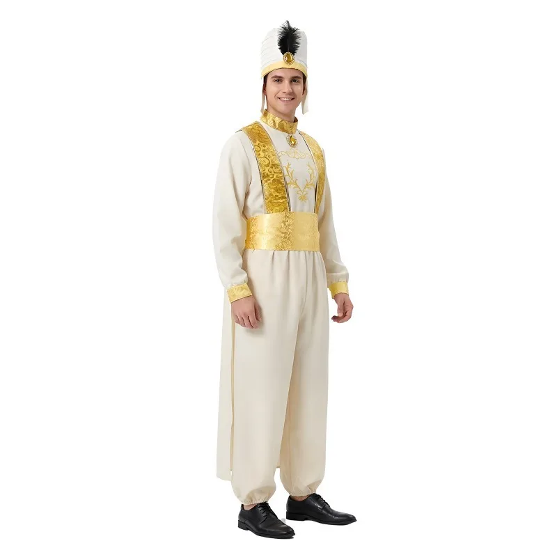 2026 Aladdin Cosplay Costume Men Aladdin Lamp Prince Costume Outfit for Adult Halloween Carnival Pa rty Movie Roleplay Wearing view 2