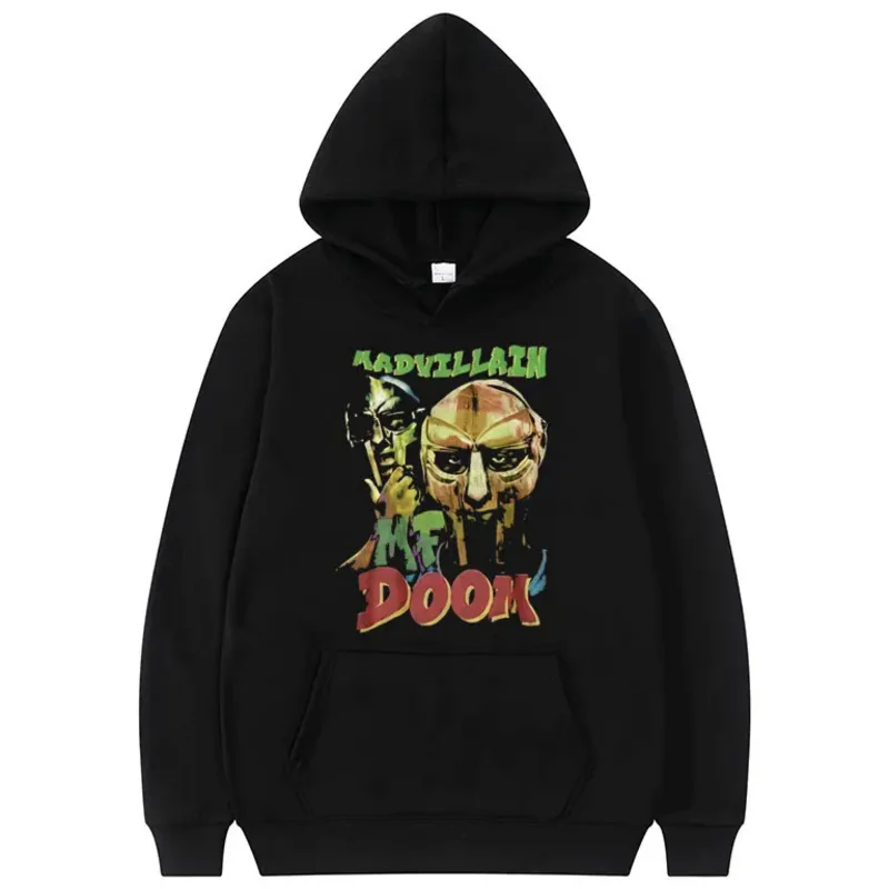 Rapper Mf Doom Madlib Madvillain Graphic Hoodie Male Casual Fleece Cotton Sweatshirt Men Women Hip Hop Vintage Oversized Hoodies