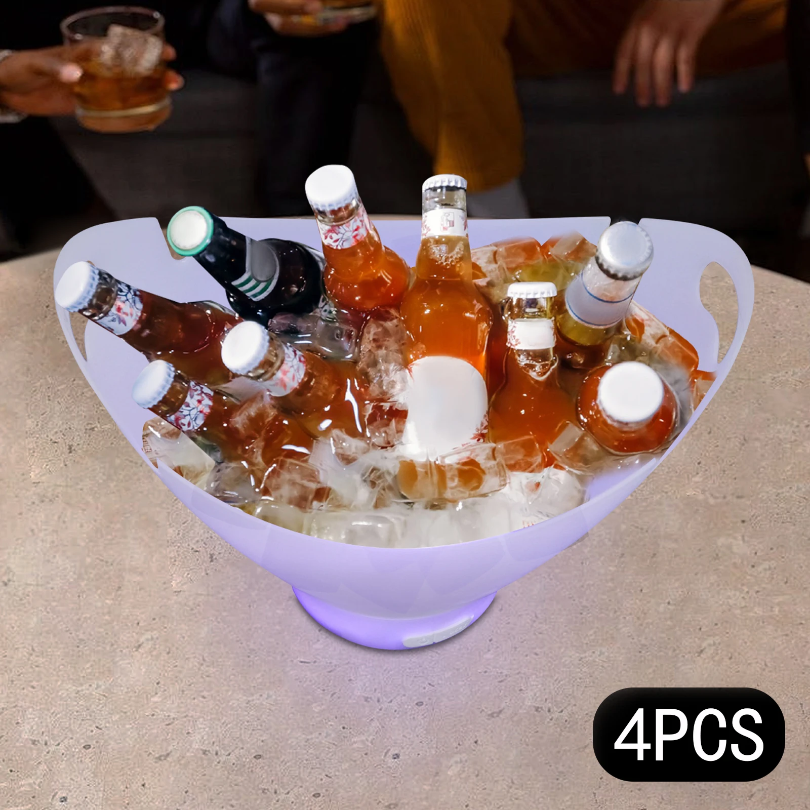 

4 Units 7L Bluetooth Glow Ice Bucket Subwoofer - LED Party Cooler Speaker, Portable Wireless for Events & Decor