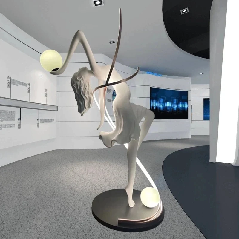 Creative Art Sculpture Ballerina RGB Floor Lamp Interior Lighting Club Lobby Man