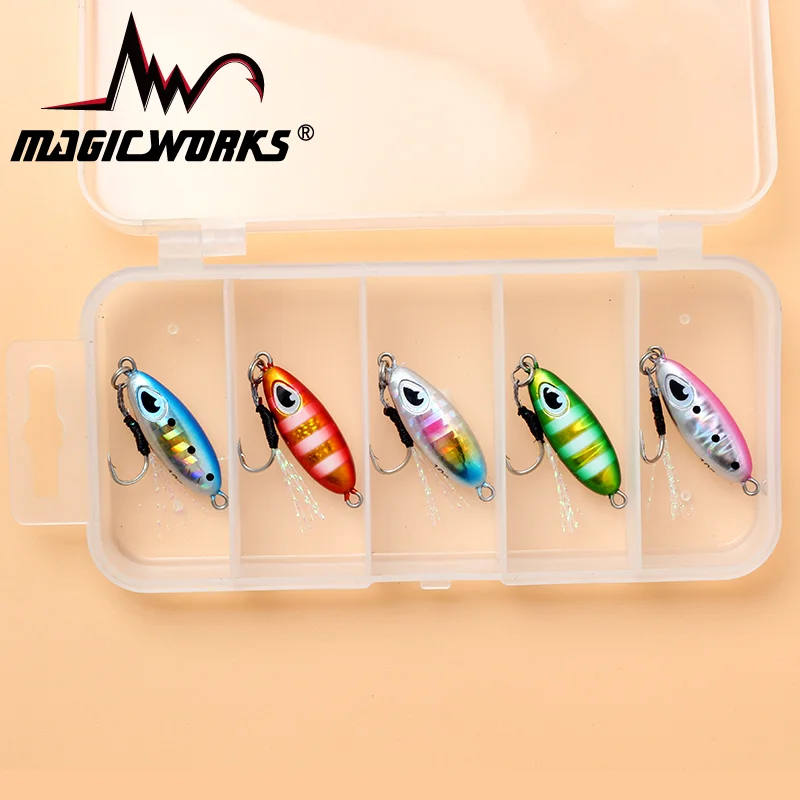 MAGIC WORKS Fishing Supplies New 7g 10g 15g 5PCS/Box Artificial Bait Kit Metal Jig Fishing Lures Sets Sea Fishing Lure Box