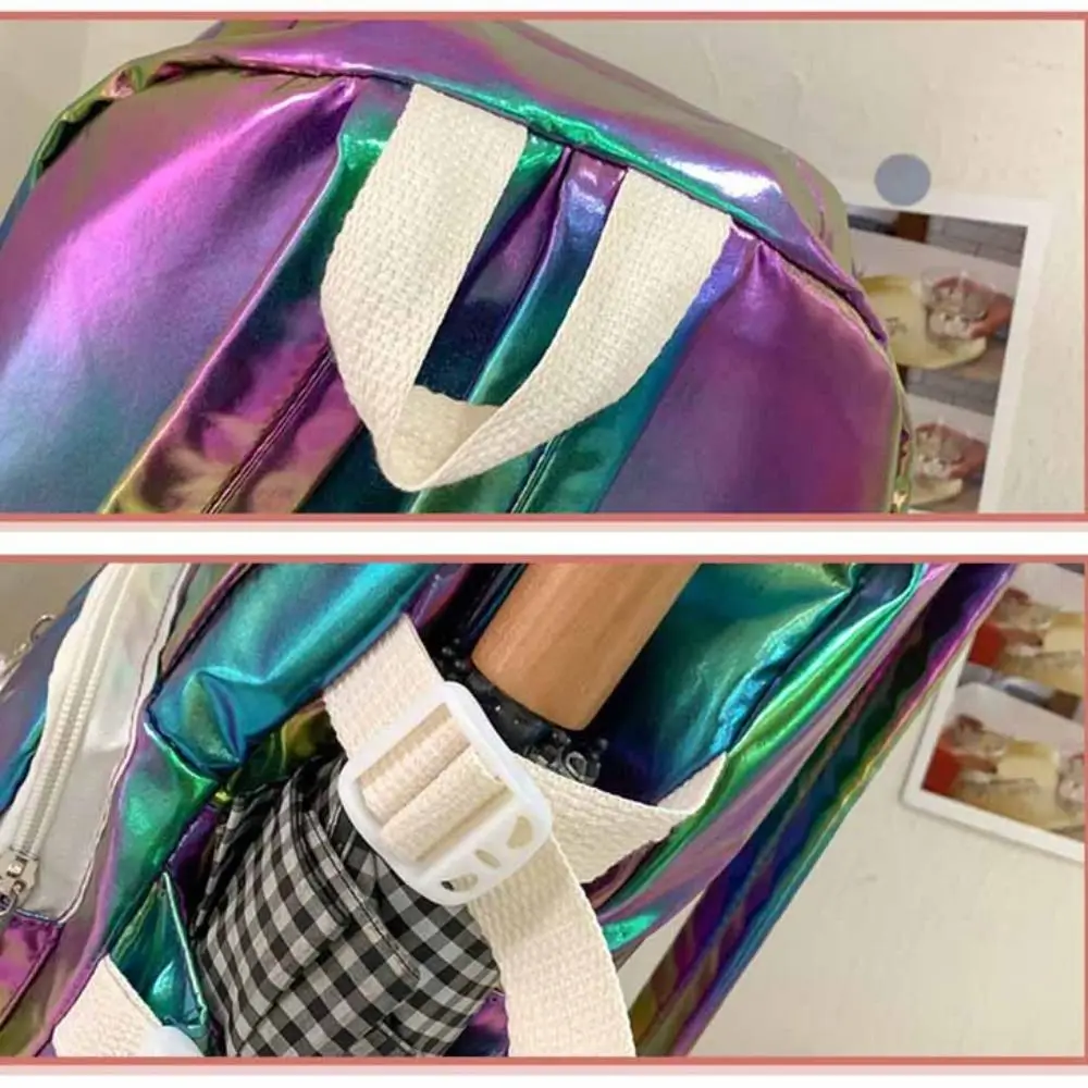 Kawaii Multi-Pocket Laser Backpack Large Capacity Handbag Students School Bag Storage Bag Korean Style Shoulder Bag Travel