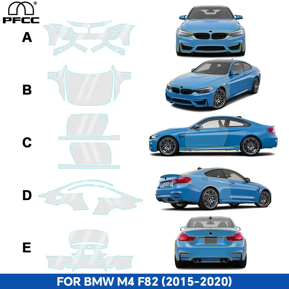 

For BMW M4 F82 2015-2020 Paint Protection Film Car Anti-Scratch Body Sticker Original Pre Cut TPU Transparent Car Exterior Film