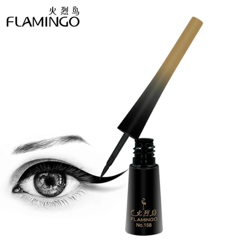 Flamingo Zachte Vloeibare Eyeliner Make-Up Harde Tip Snel Droog Langdurige Waterdichte Gladde Eyeliner Lotion Schoonheidspen