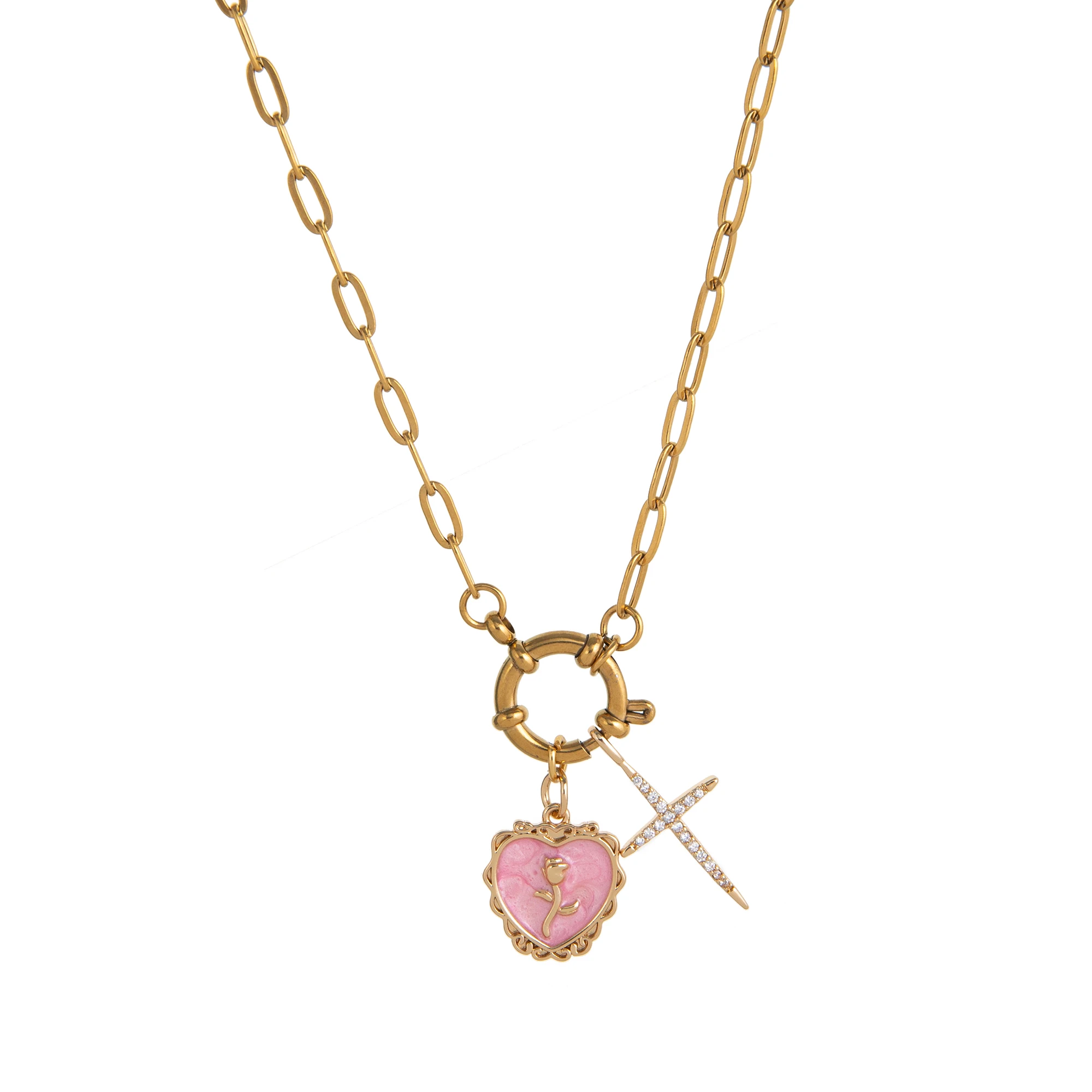 Fashionable 18K gold-plated color preserving women's necklace, suitable for daily wear as a gift for wives and mothers