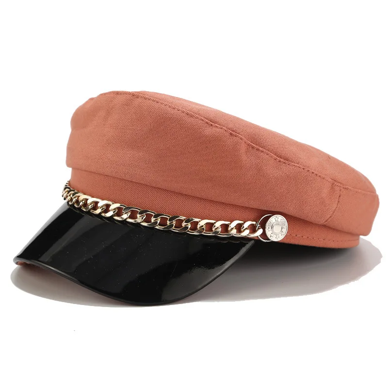 Trendy Baskenmütze Hut Frauen Casual Military Cap Flache Kapitän Trucker Caps Mode Pu Leder Reise Kadett Maler Achteckige Hüte – Detail 9