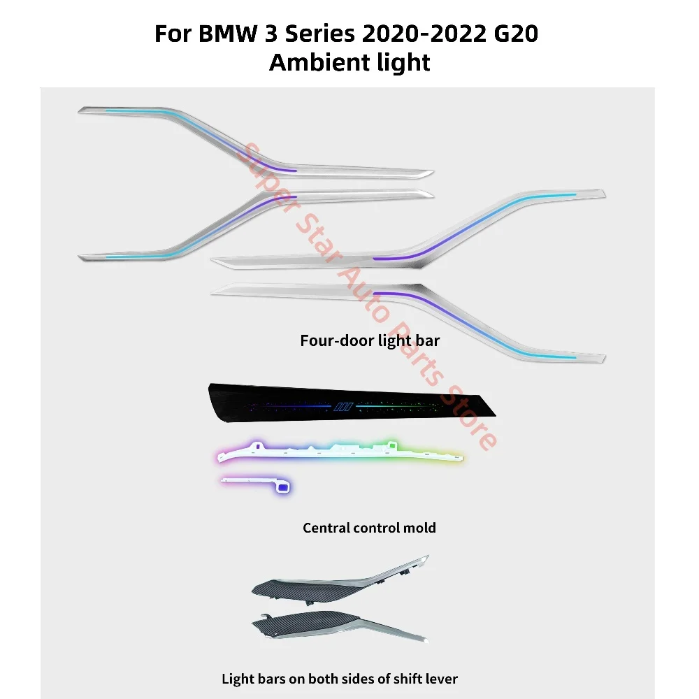 

Car LED Ambient light for BMW 3 Series G20 11 color light guide bar Speaker cover interior Atmosphere modification screen/APP co