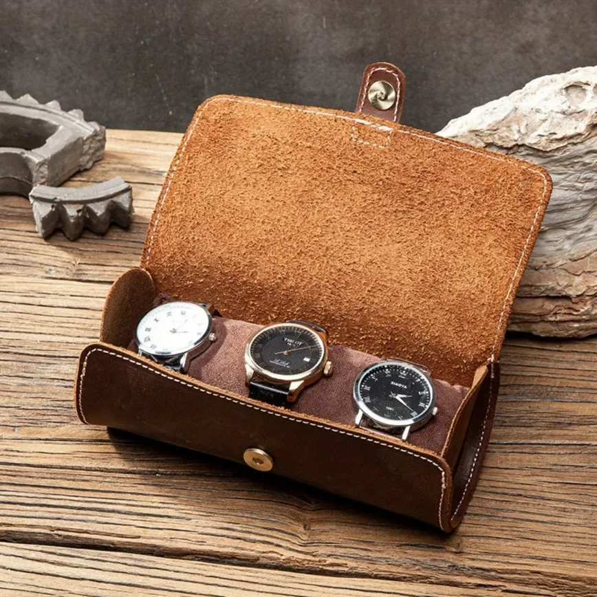 

1pcs Watch Soft Crinkle Leather Pocket Jewelry Bracelet Organizer, Organizer Travel Watch Box Roll Box, Ideal for Gift Giving