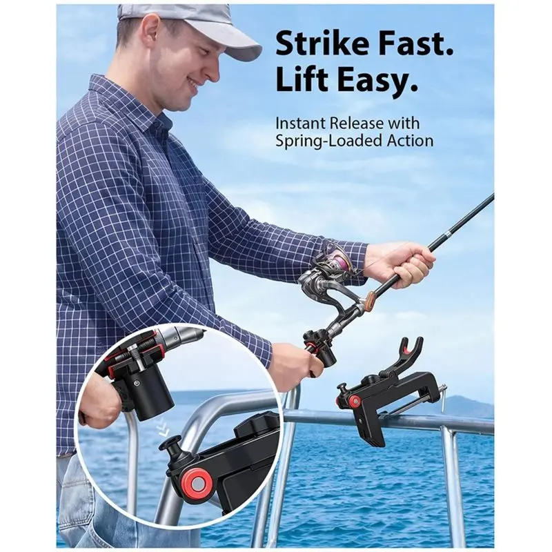 T22C Deck Mounted Fishing Rod Holder 360° Adjustment Stand For Boats& Kayaks Yacht view 5