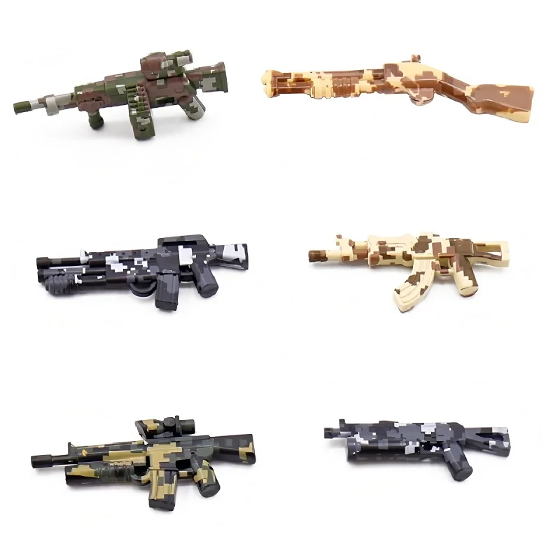 MOC Amerykańskie Wojskowe Kamuflażowe Broń Figurki Żołnierzy Akcesoria Bronie Klocki Zestaw Model Broń Zabawki dla Dzieci