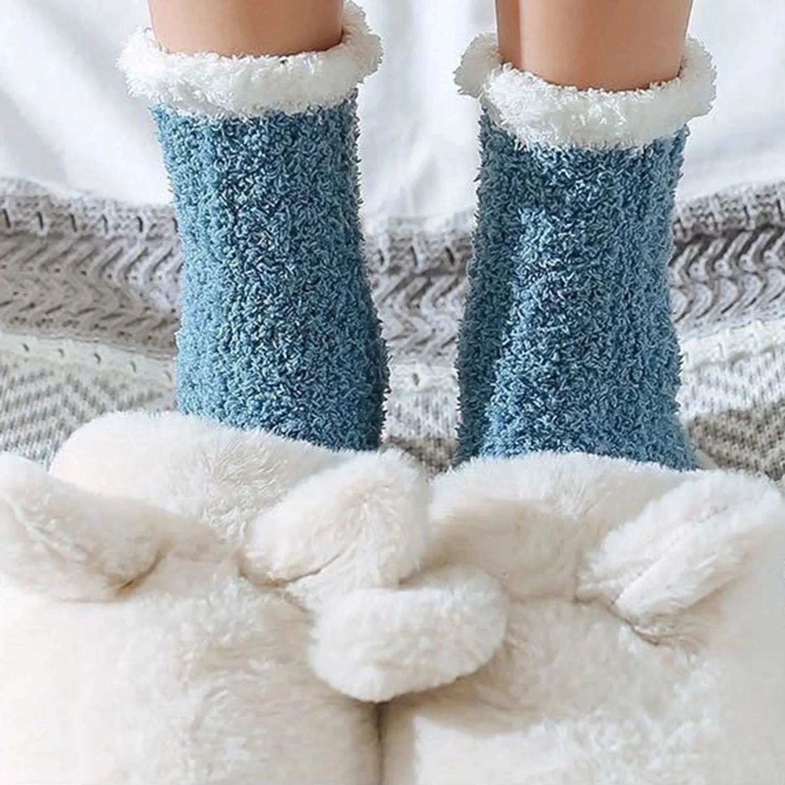 Damen Fuzzy Warm Home Socken Korallen Fleece atmungsaktive warme Socken für Winter Herbst kaltes Wetter d88