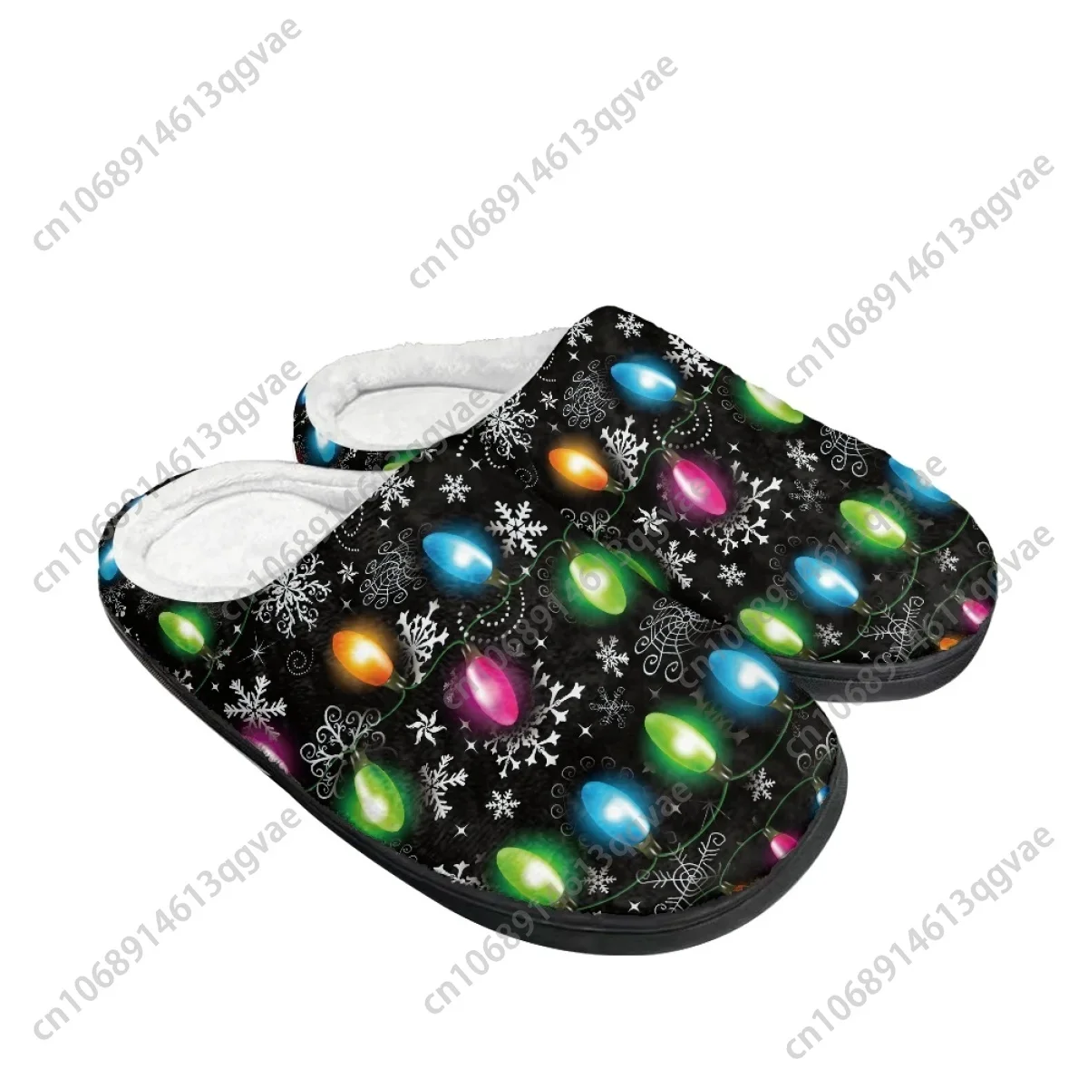 New Arrival Winter Christmas Lights Pictures Home Cotton Slippers Mens Womens Teenager Plush Bedroom Keep Warm Custom Slipper