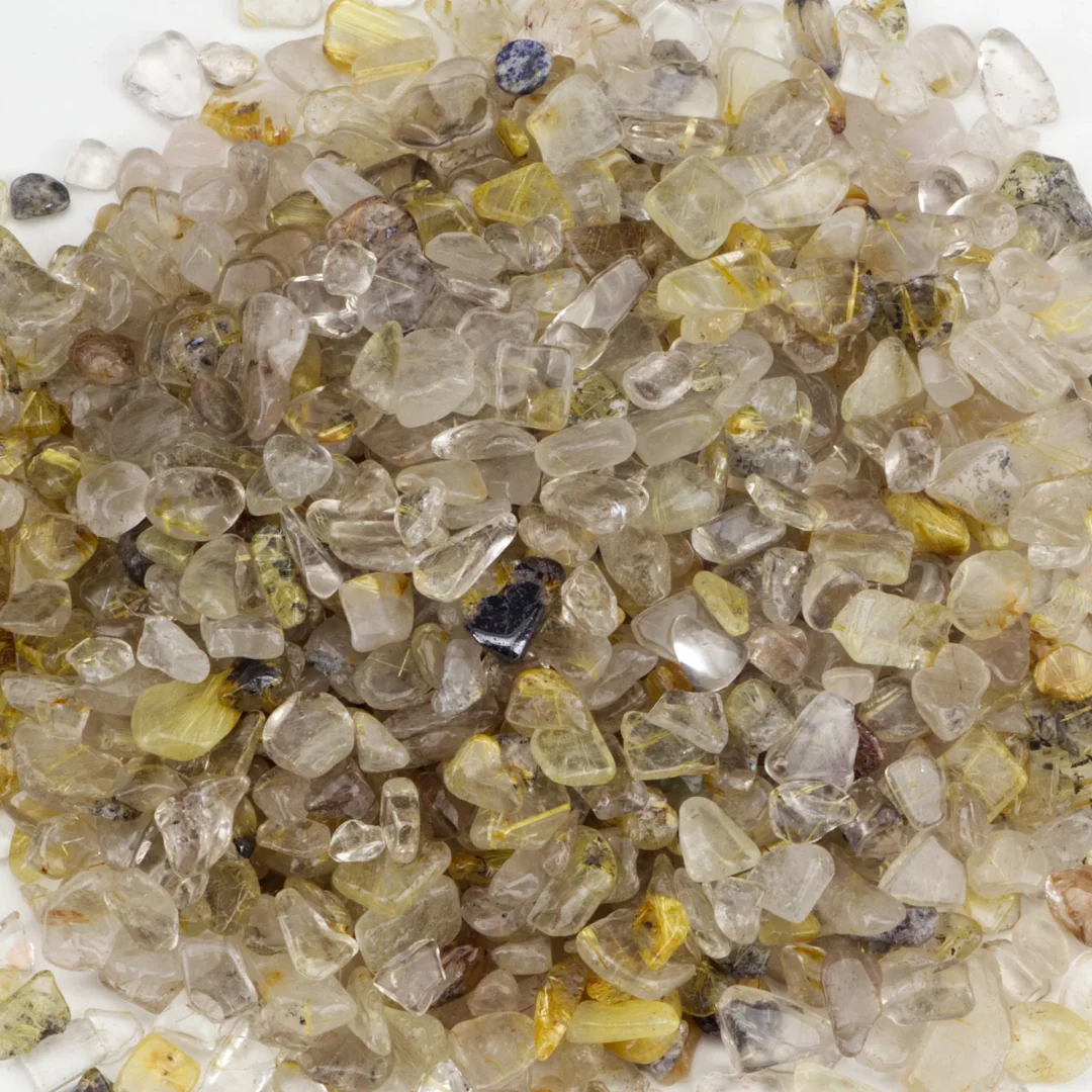 3-12mm Natural Golden Rutilated Quartz Crystal Chips, Golden Rutilated Quartz Crystal Natural Gemstone Chips, Crystal Chips