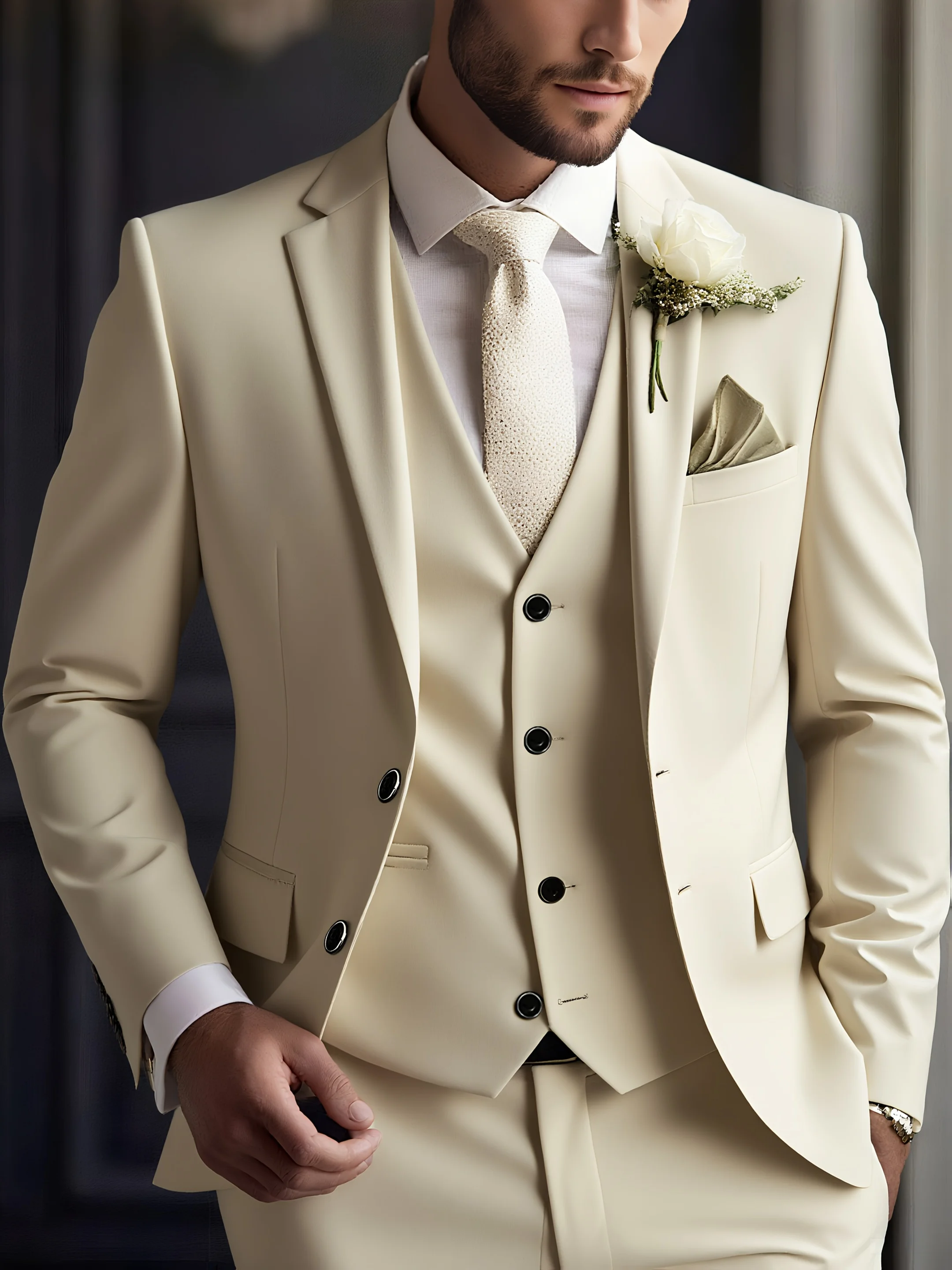 

Мужской костюм-тройка, зеленый с отложным воротником, большой размер, брюки, галстук, свадебный наряд, жилет, рабочая униформа, праздничный подарок.