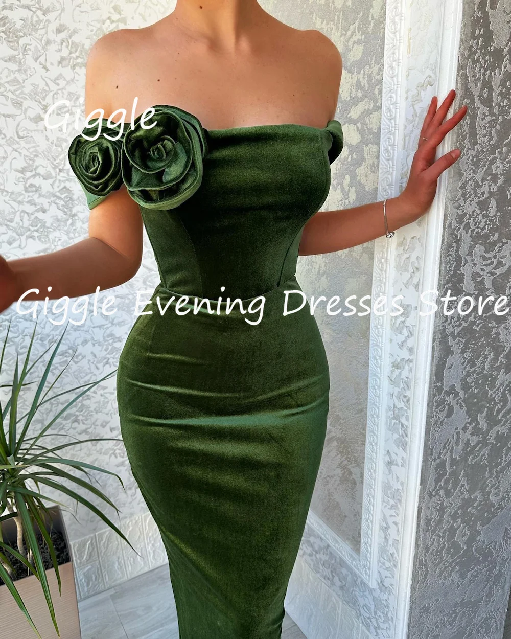 

Giggle Velour Mermaid Off-the-shoulder Formal Elegant Prom Gown Floor Length luxury Evening Pretty Party Dresses for Women 2023