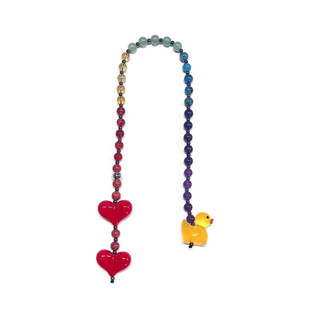 HERLOOK Big Love Heart Bag Charms Natural Stone Beads Chain Bag Charm for Women Gifts Trendy Y2K Accesories Ladies Jewelry