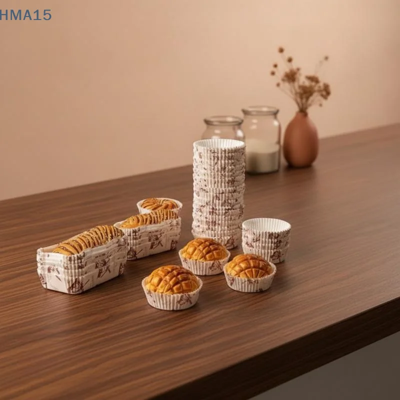 【YA】50Pcs High Temp Resistant Paper Baking Trays Round Boat Windmill Shaped Disposable Liners for Wedding Party Baking Use