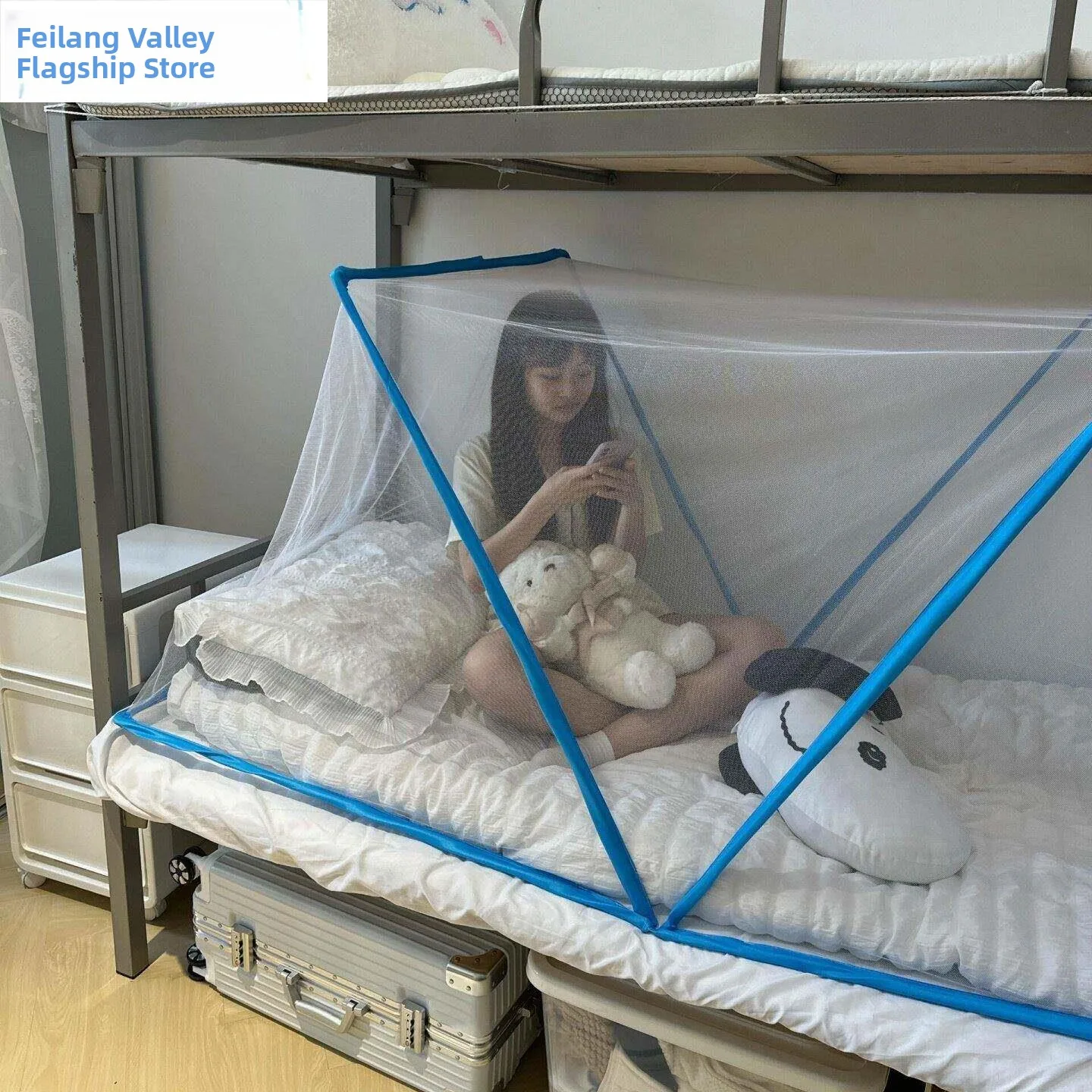 

Удобная портативная складная москитная сетка для двухъярусной кровати в общежитии, универсальная, не требует установки, для взрослых, защита от комаров