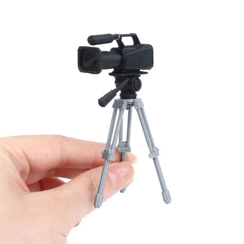 Miniature Camera with Three-Leg Tripod, ABS Photography Prop for Doll House Display, Camera-Themed Pretend Play