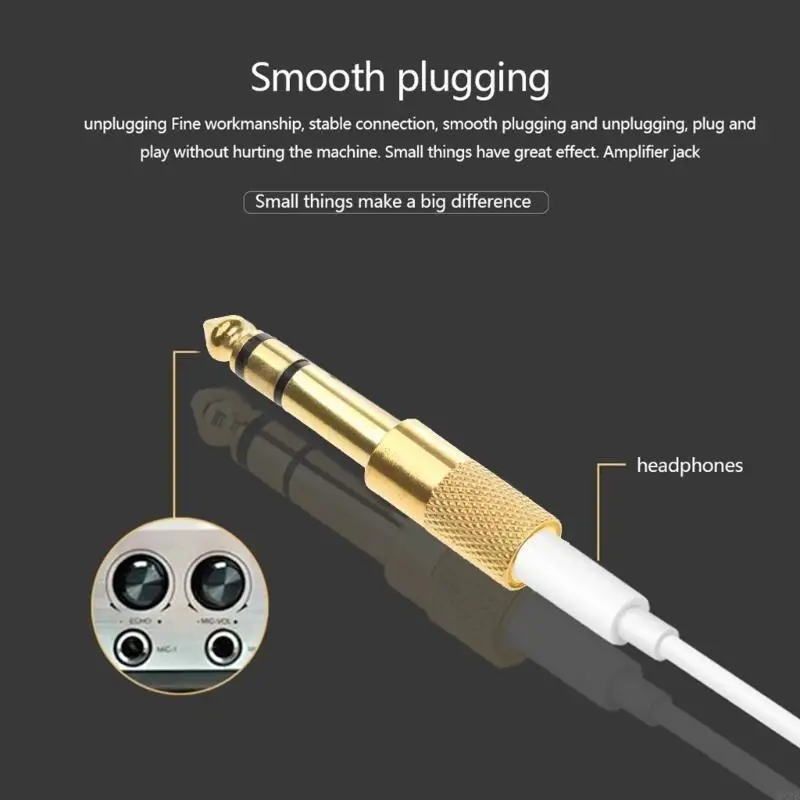 Gold-Plated Copper Stereo Connector 6.35mm Male To 3.5mm Female