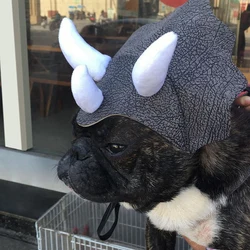 Pet Triceratops Dog Dinosaur Hat Pet Cat Dog Hat Pet Transformation Cap Pet Headgear Costume Dog Hat Cap