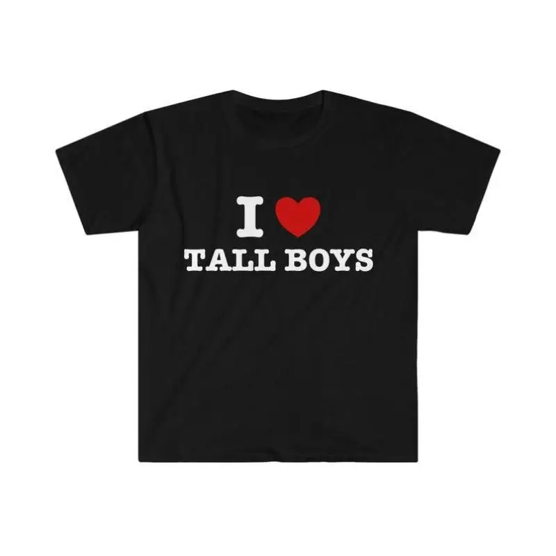 

I Love Tall Boys T-Shirt Funny Women's Casual Crewneck Graphic Tees Heart Print Short Sleeve Tops Streetwear
