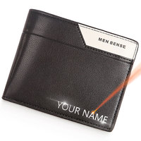 New Slim Short Men Wallets Name Customized Card Holder Male Purses High Quality Photo Holder Small Luxury Men's Wallet