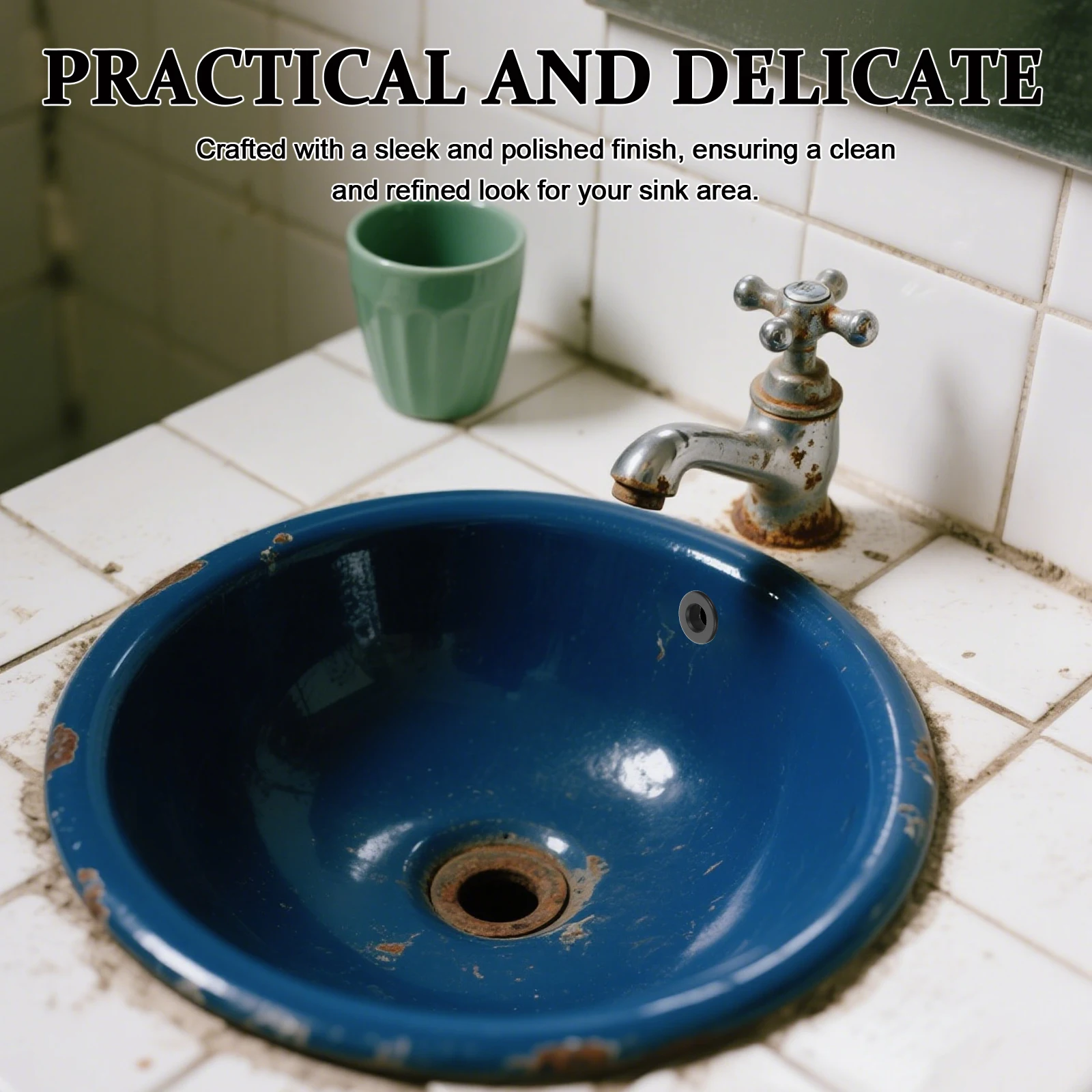

Black Sink Overflow Hole Cover Universal Basin Overflow Trim Cap Easy Install Bathroom Vanity Kitchen Drain Cover Replacement